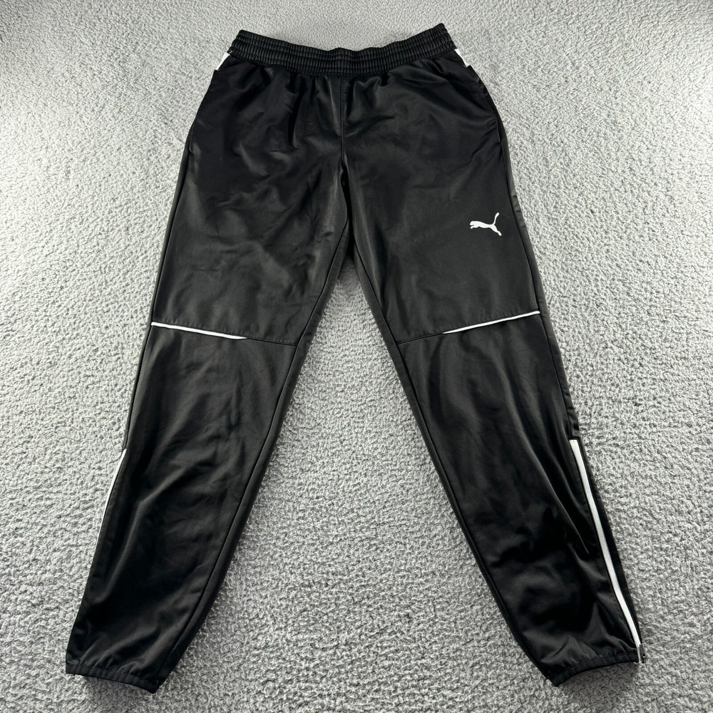 NEW PUMA Pants Mens Large Black Joggers Track Sweat Athletic Tapered Sports Gym
