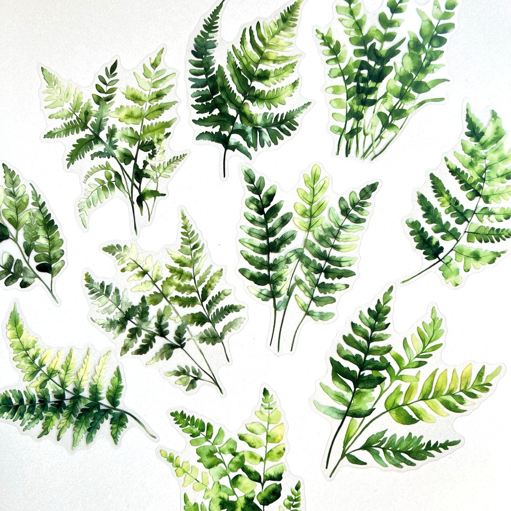 Green Fern Flake Stickers Scrapbooking Junk Journaling Collage