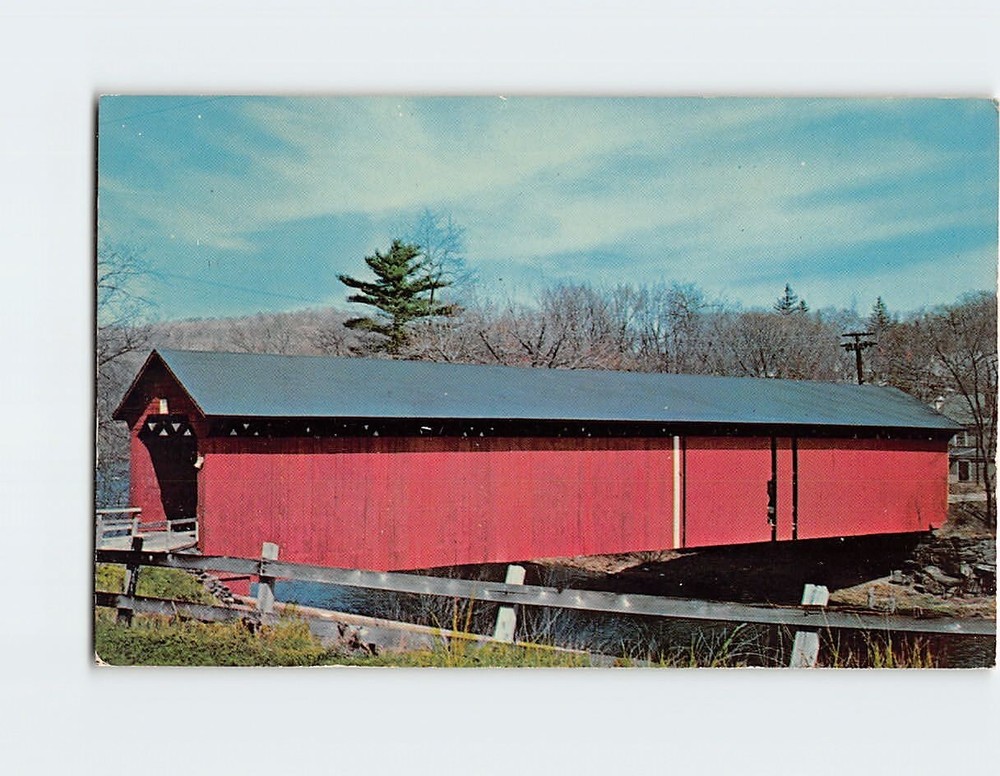 Postcard Ware River Covered Bridge Massachusetts USA