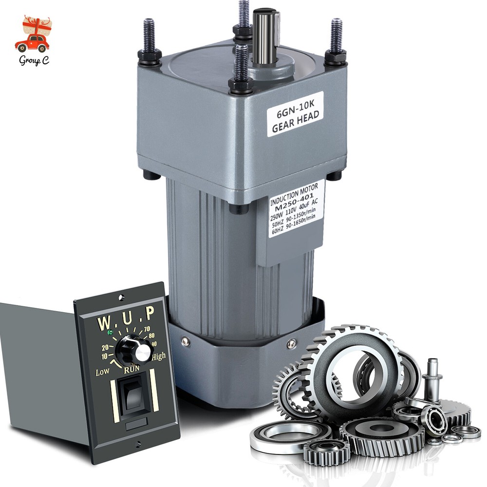 250W AC 110V Gear Reduction Motor 1:10 10K w/ Variable Speed Control Reversible