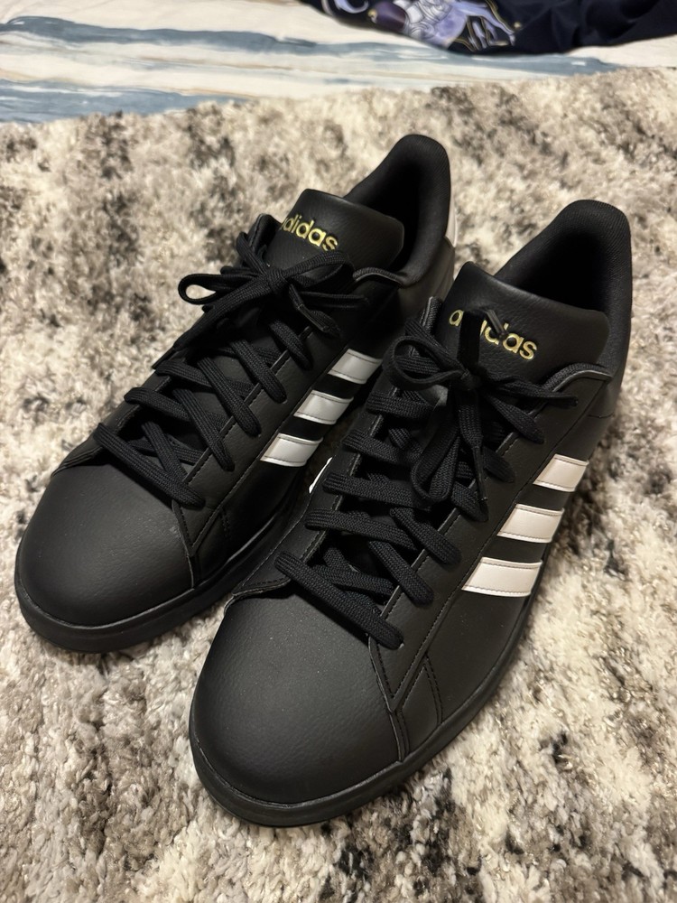Adidas Grand Court 2.0 Sneakers Men's Size 12 Shoes Black White NWT NEW JR0546