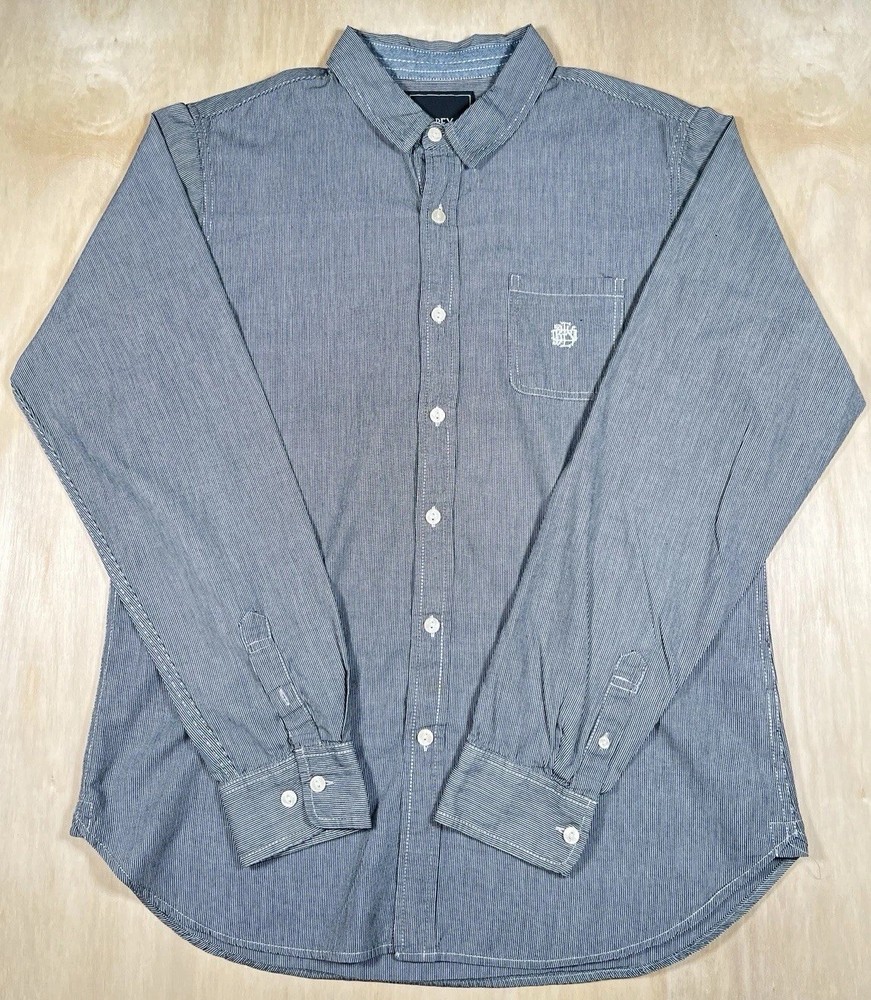 VINTAGE OBEY Button Up Shirt Men’s Large Black/White Stripes Y2K Casual Dress