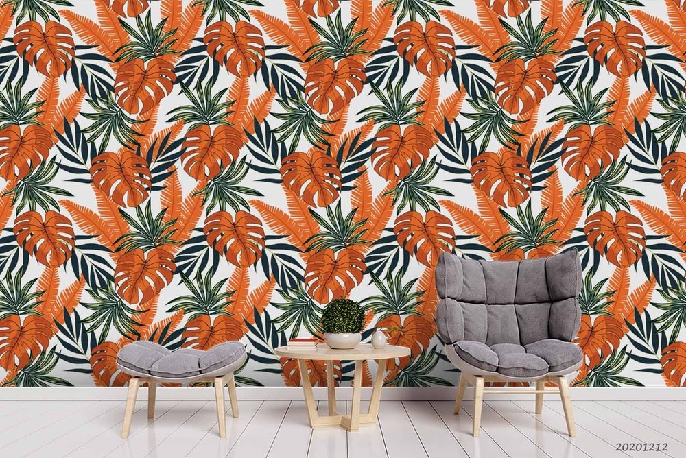 3D Tropical Plants Leaves Pattern Wall Murals Wallpaper Murals Wall Sticker