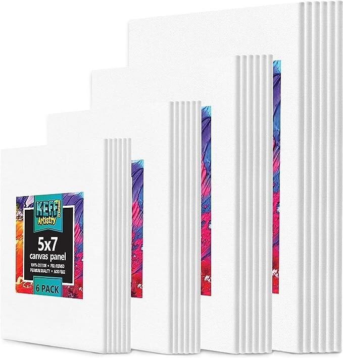 24 Pack Art Paint Canvas Panels Set Boards 5x7, 8x10, 9x12, 11x14 Inches