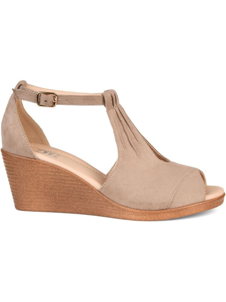 JOURNEE COLLECTION Womens Beige Keyhole Kedzie Open Wedge Sandals Shoes 6.5 M
