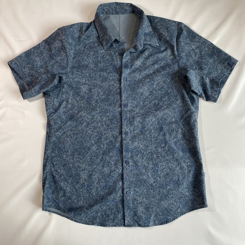 Lululemon Airing Easy Short-Sleeve Shirt Stippled Fusion Belgian Blue Size M