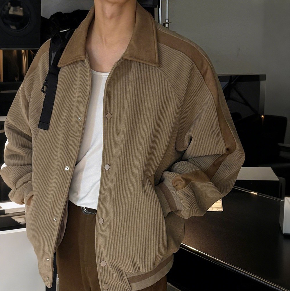 Italian Retro Style Mens Corduroy Lapel Collar Short Coats Jackets Casual Spring