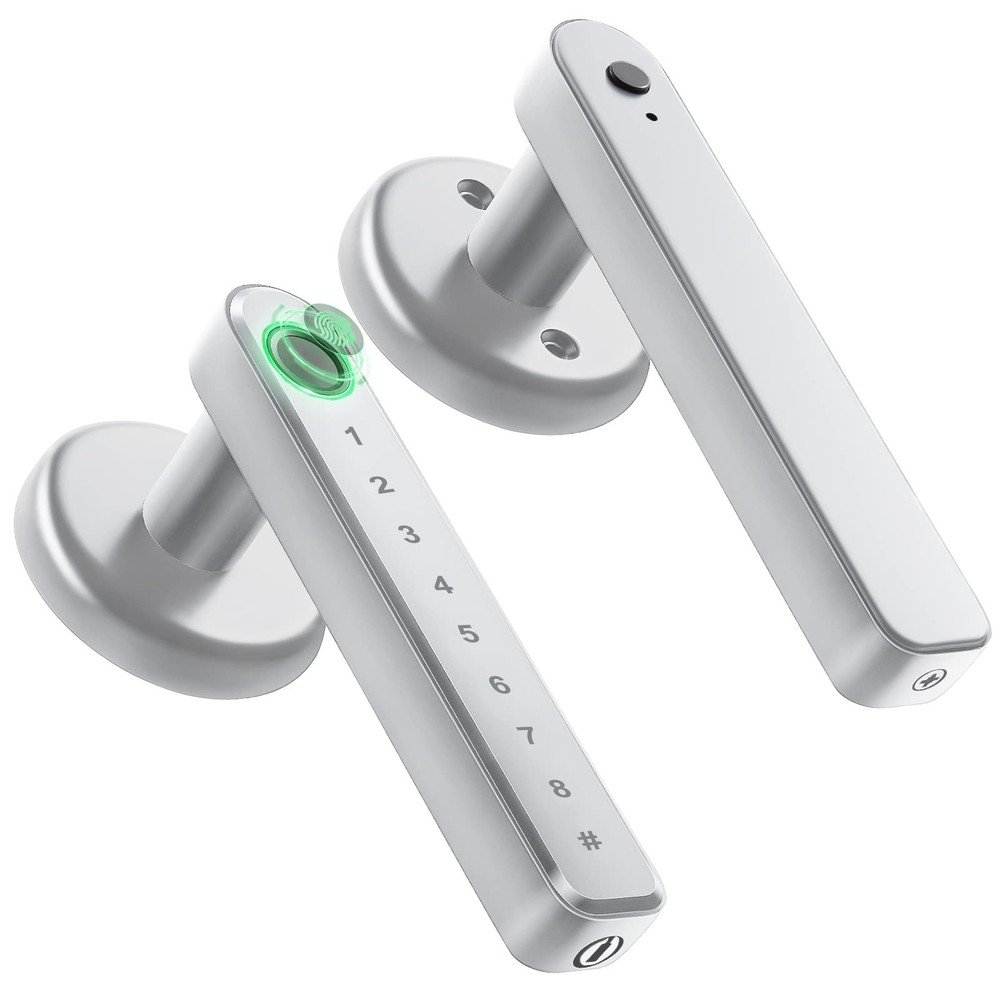 Smart Keyless Fingerprint Door Knob Lock with Keypad & Handle for Secure Keyless Entry