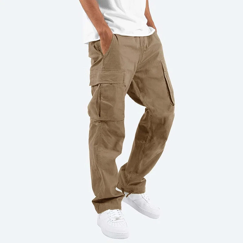 Mens Cargo Combat Work Long Trousers Chino Pants Work Wear Jeans Multi Pockets
