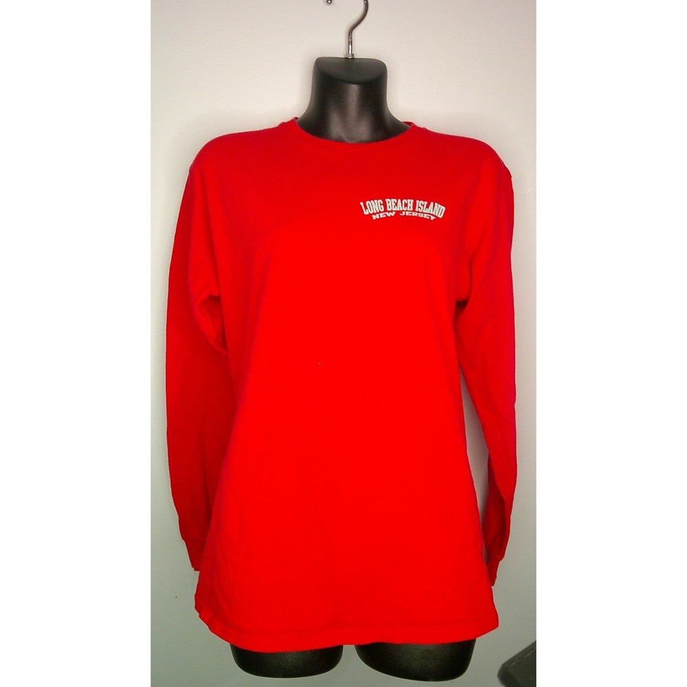 Delta Proweight Adult Medium Red/Teal Long Beach Island New Jersey Long Sleeve T