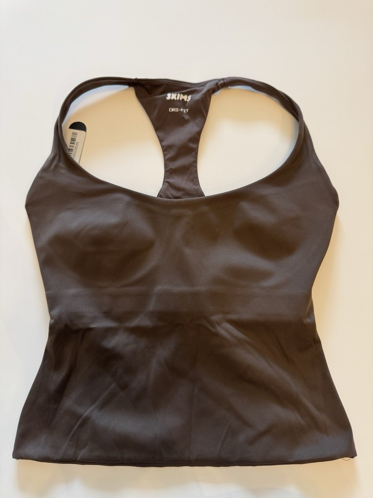Nike Skims Women's Dark Sepia Sports Bra S Racerback Wireless Pullover Logo