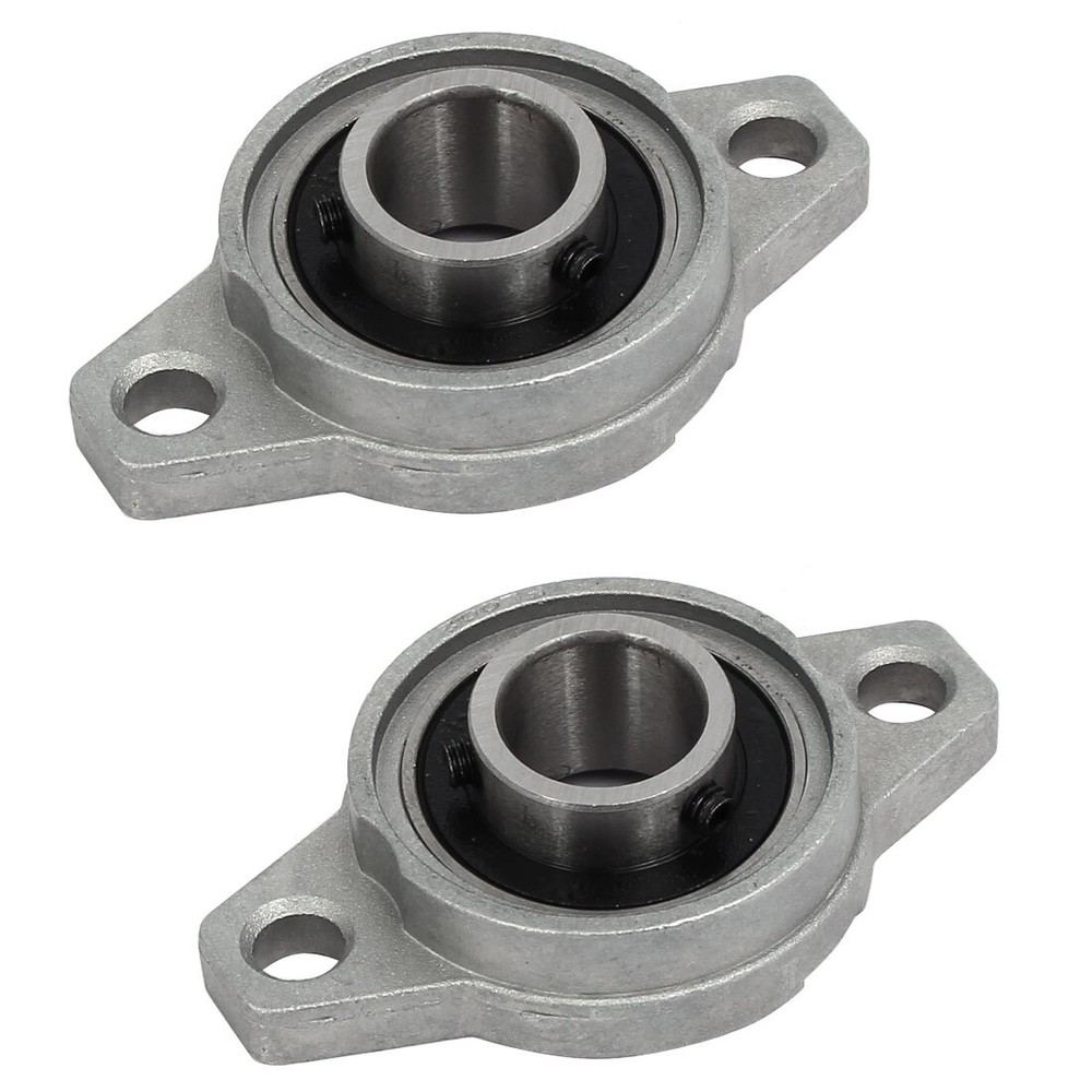 FL002 15mm Bore Zinc Alloy 2-Bolt Self-aligning Flange Mounted Ball Bearing 2pcs