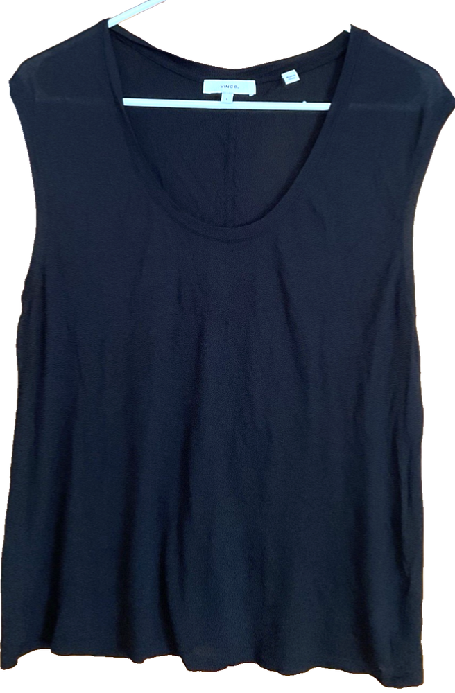 Vince Black Scoop Neck Sleeveless Top Womens Modal Size Large