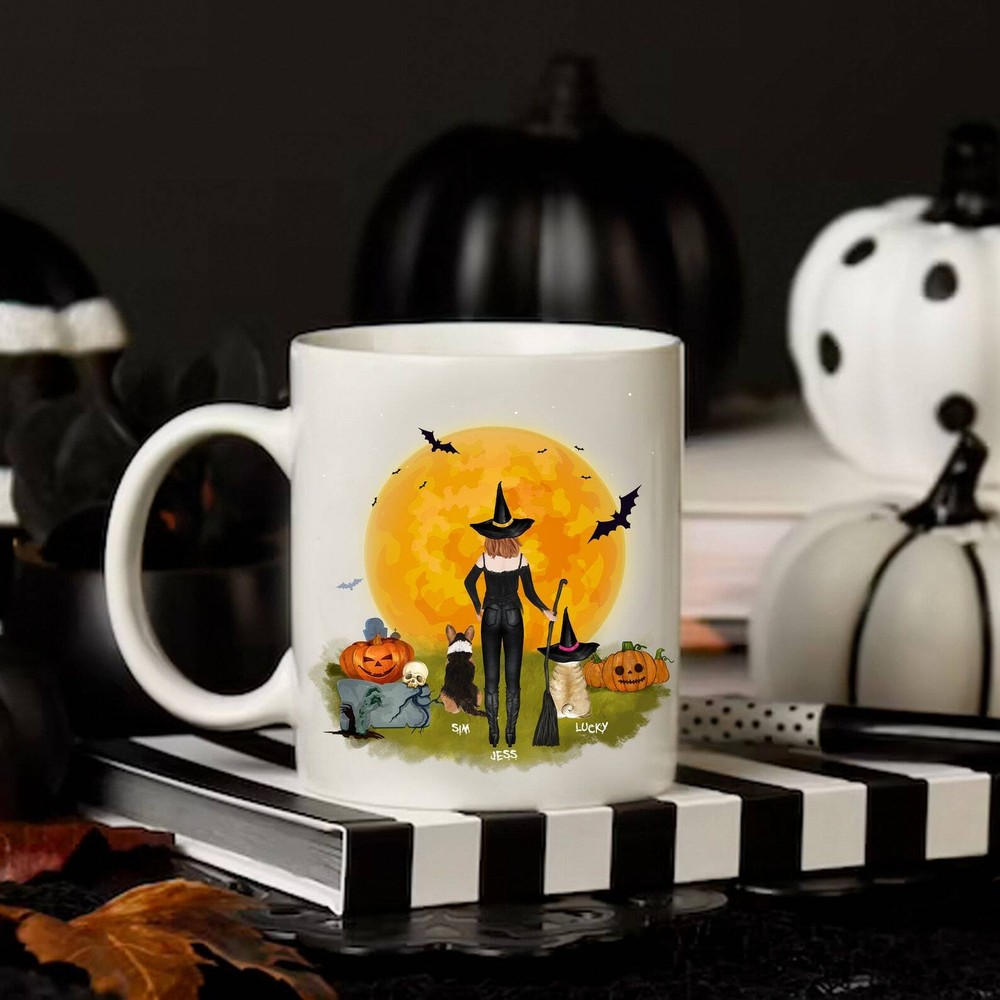 Halloween Dog Mug Personalized Mug Witch Dog Mom Momster Dadcula Dog Lovers