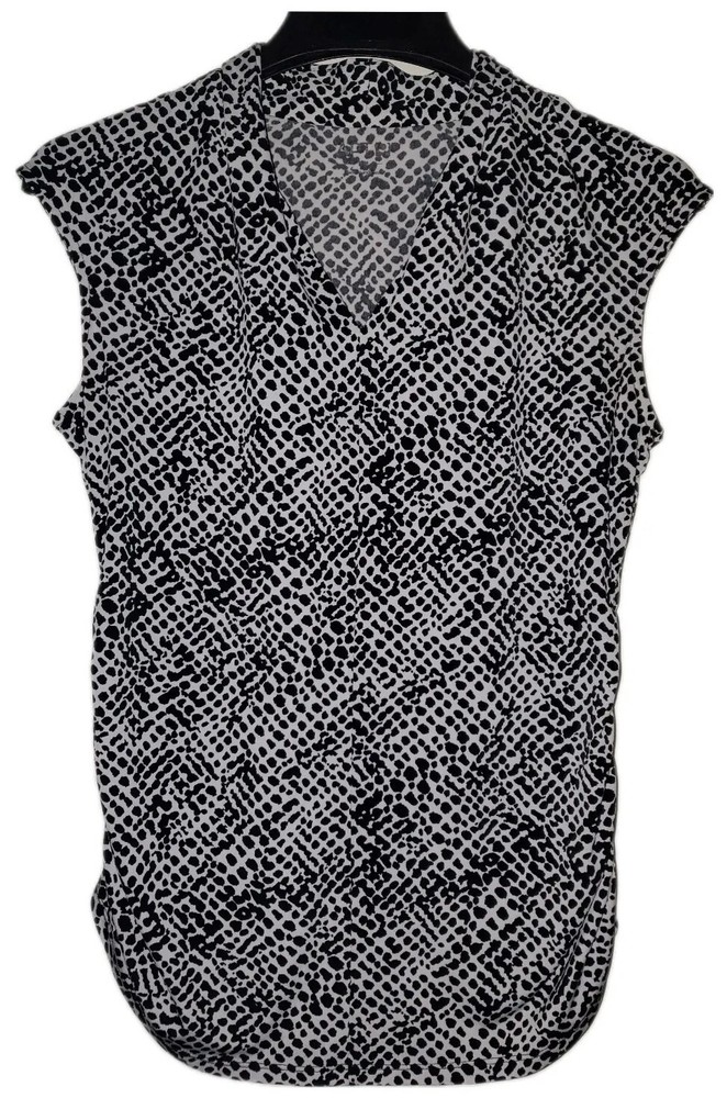 Apt 9 Black & White Sleeveless V-Neck Pullover Blouse Women's Size PM