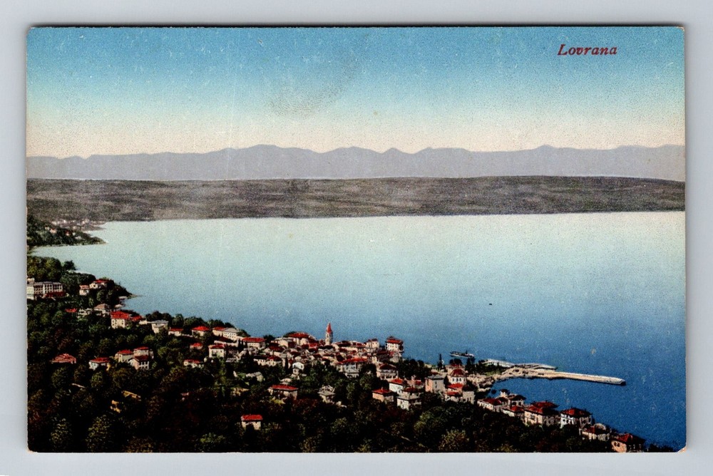 Croatia- Lovrana Aerial Resort Town On The Adriatic Sea Old PC Vintage Postcard