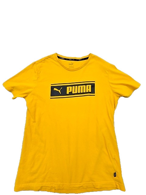 Puma Men's Yellow Short Sleeve Crew Neck T-Shirt Size S Logo 58319