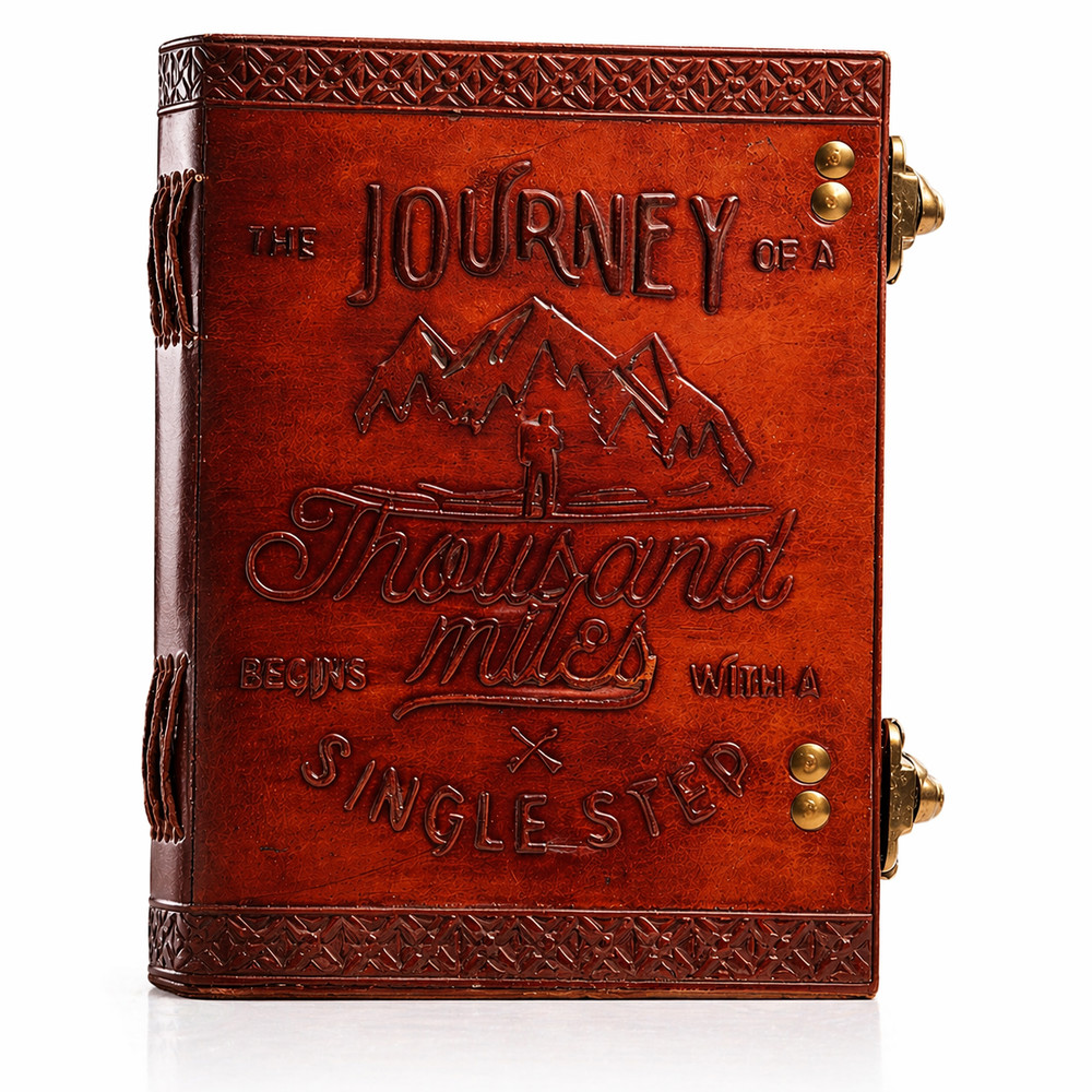 Unique Leather Notebook Gift Idea 7x5, Handmade Diary 200 Blank Pages Lock