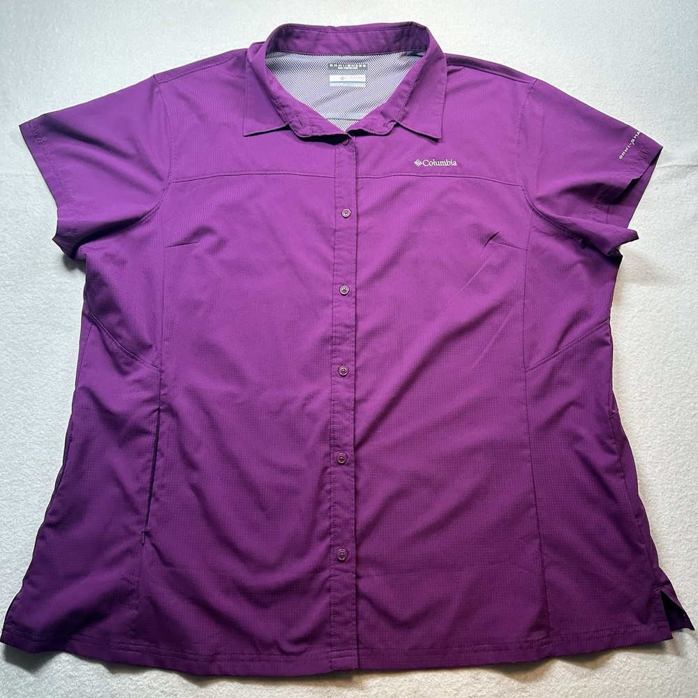 Columbia Omni-Shade Vented Shirt Plus Size 2X Purple UV Outdoor Hiking Fishing