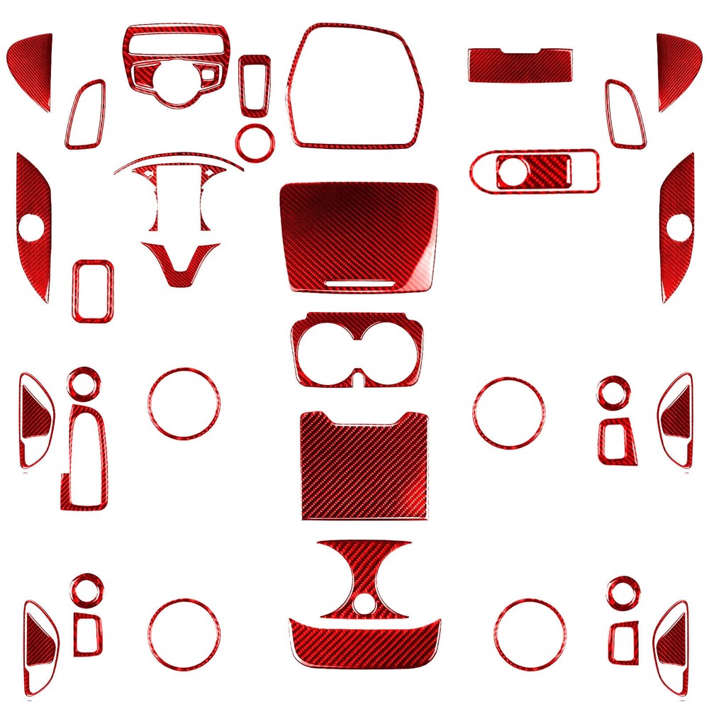 45Pcs Red Carbon Fiber Full Interior Trim Kits For Benz C Class W205 2015-2021