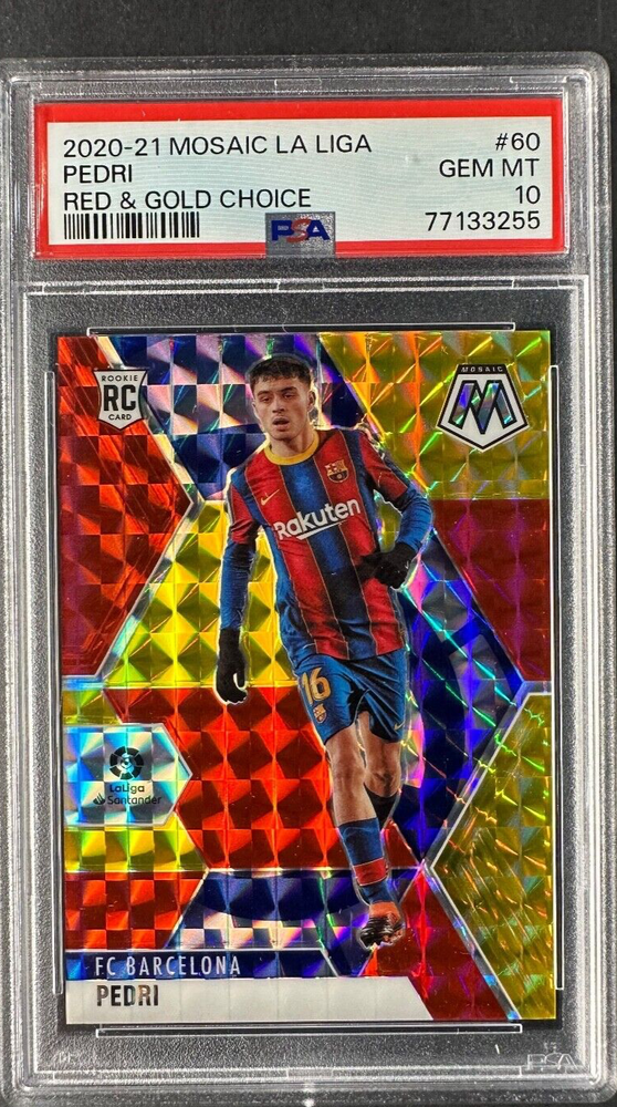2020 Panini Mosaic La Liga #60 Pedri Red & GOLD Mosaic PSA 10  POP 13  /88