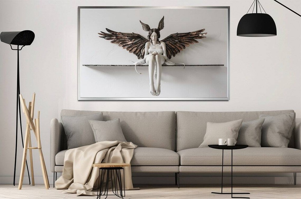 Angelic woman in bunny ears Wall Art Canvas Unframed Print Art