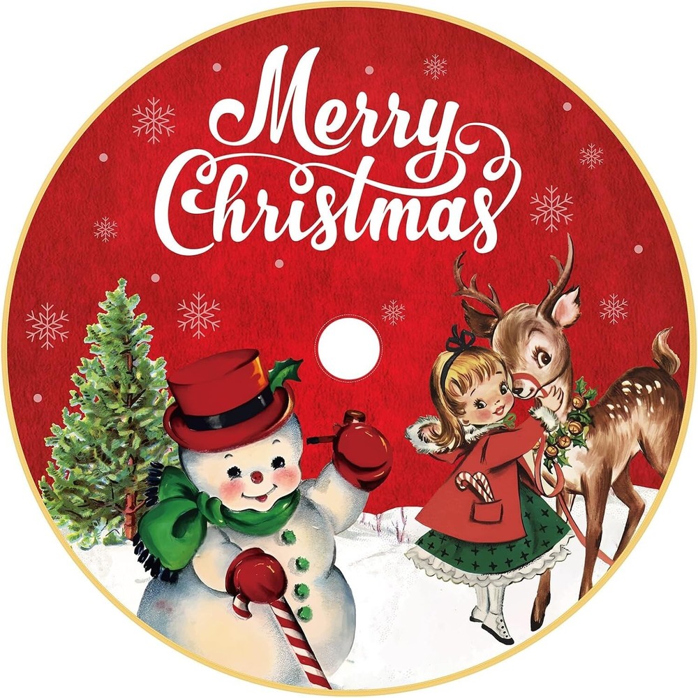 Vintage Christmas Tree Skirt Rustic Xmas Tree Mat Farmhouse Halloween Tree Skirt