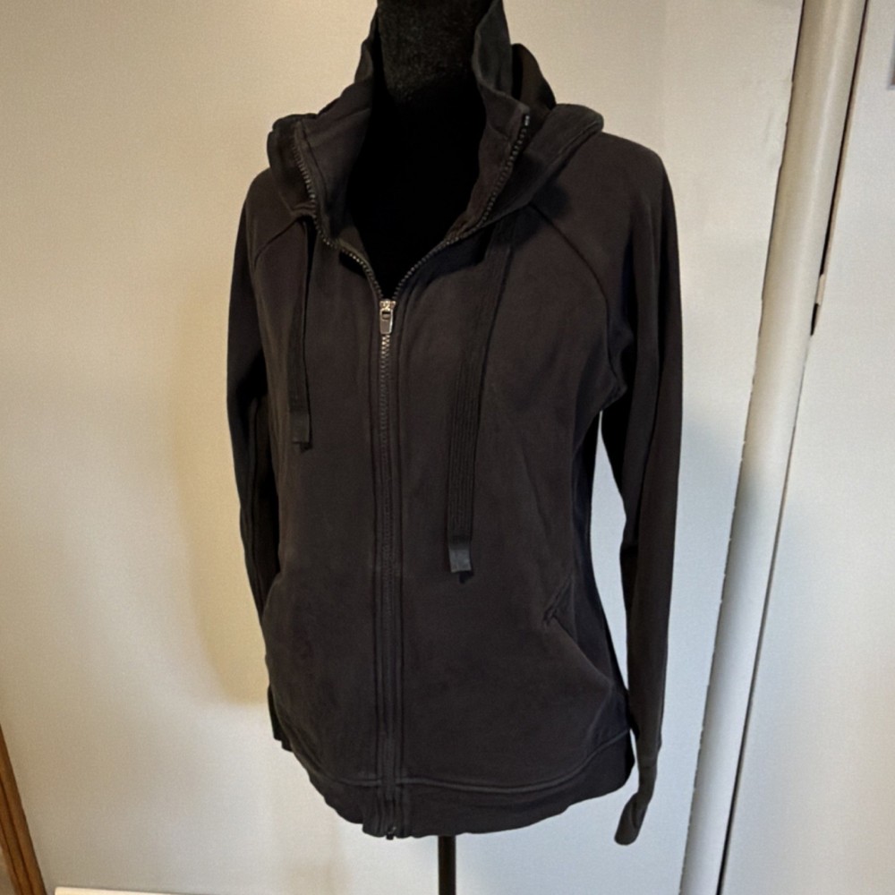 Athleta Black Fleece Full Zip Hoodie Women's Size L Hooded Pockets