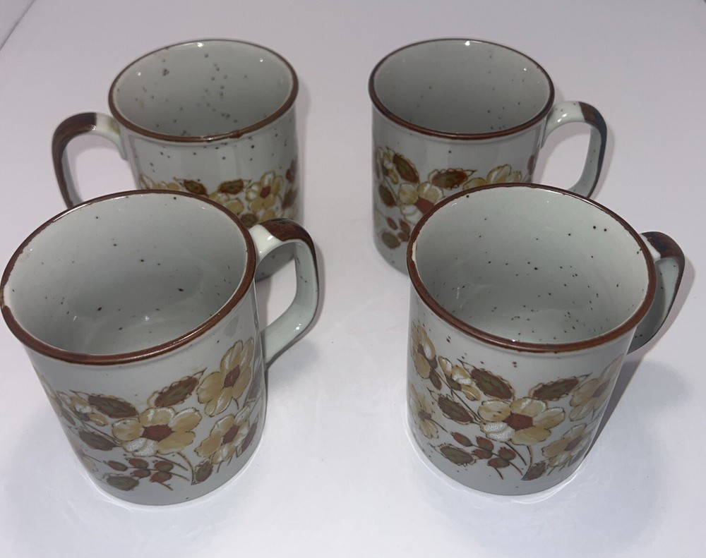 Vintage 1970's 4 Lunch Mates Autumn Cultura Collection Ceramic Daisy Coffee Mug