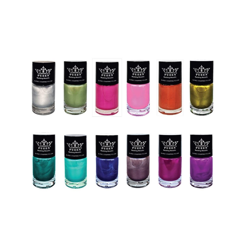 Rocking Metallic Stamping Nail Polish Nail Art Color - Set of 12 Metallic Col...