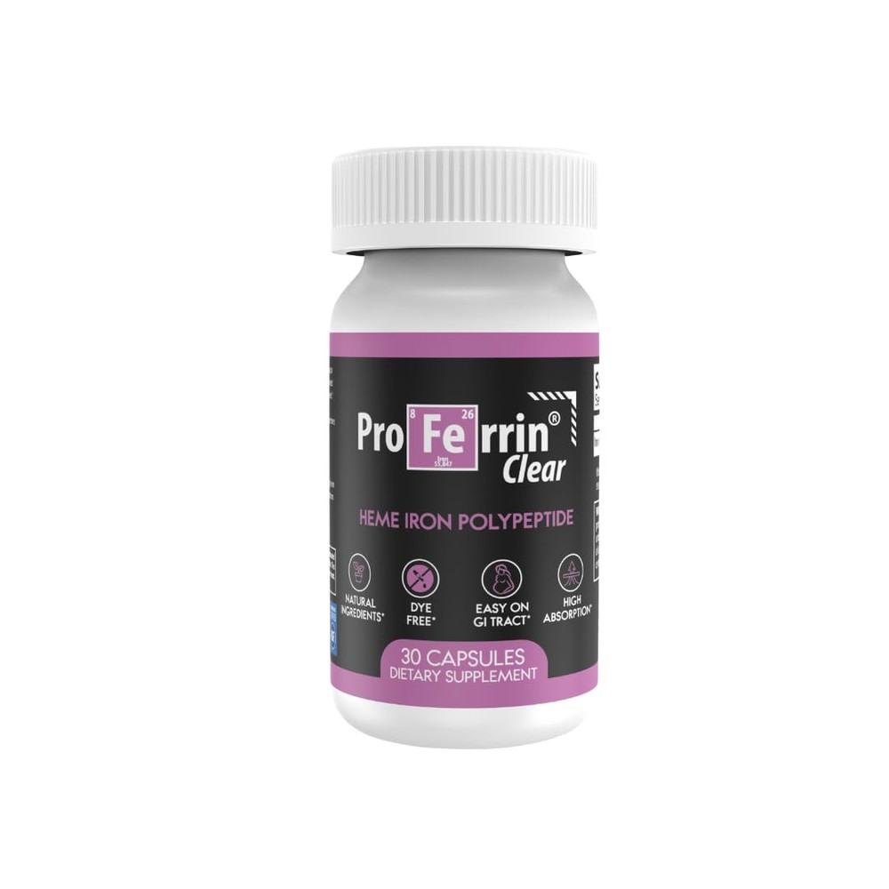 Clear 30ct | US Made heme Iron for high Absorption, Easy on GI Tract | Natura...