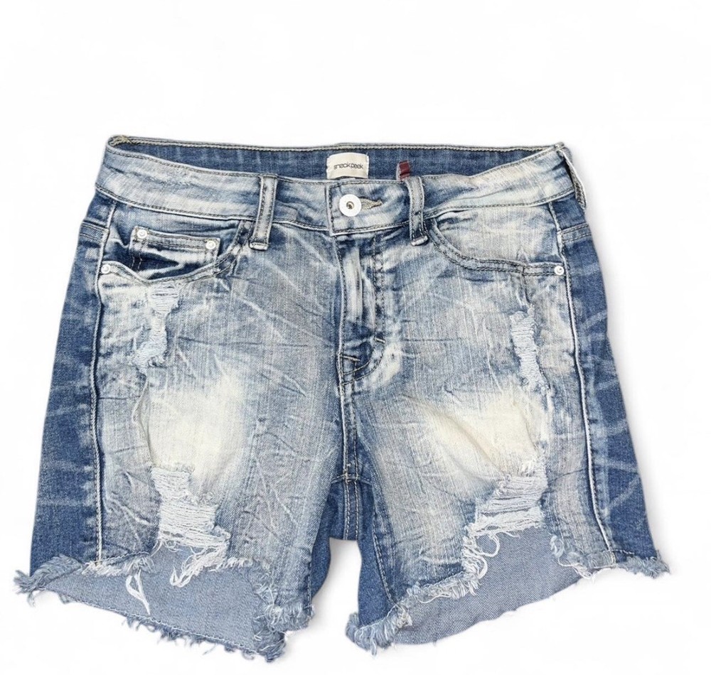 Sneak Peek Blue Denim Shorts Women’s Small Mid-Rise Cutoff Jean Shorts