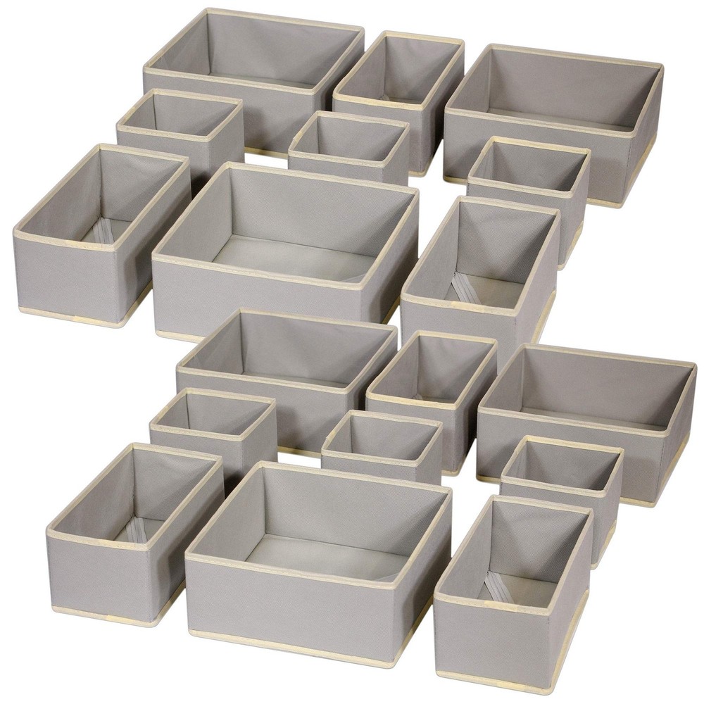 Set of 18 Foldable Cloth Storage Closet Dresser Drawer Organizer Fabric Baske...