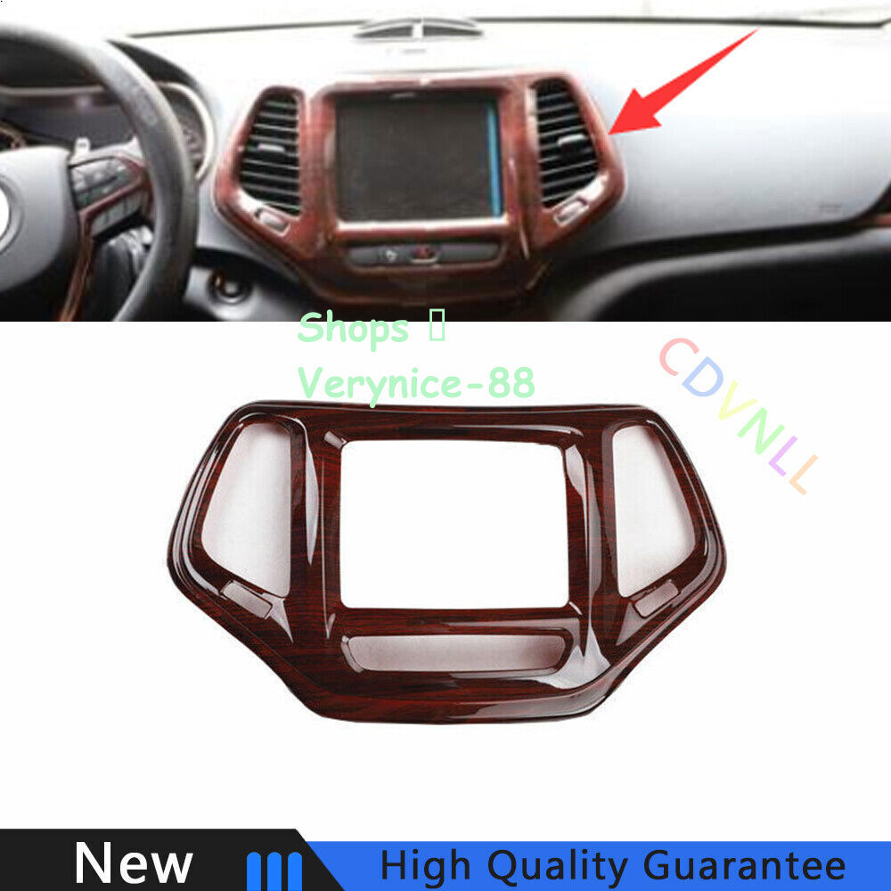 Fit For Jeep Cherokee 2014-2018 Wood Grain Central Console Navigation Frame Trim