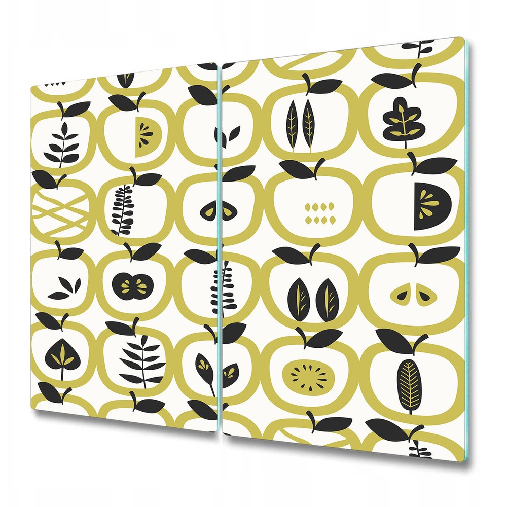 Glass Kitchen Chopping Cutting Board Apples and Leaves Fruits Yellow 2x30x52