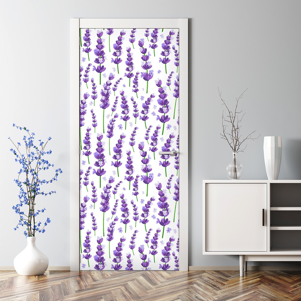 Provence violet lavender flowers self-adhesive purple green door decal photo sticker