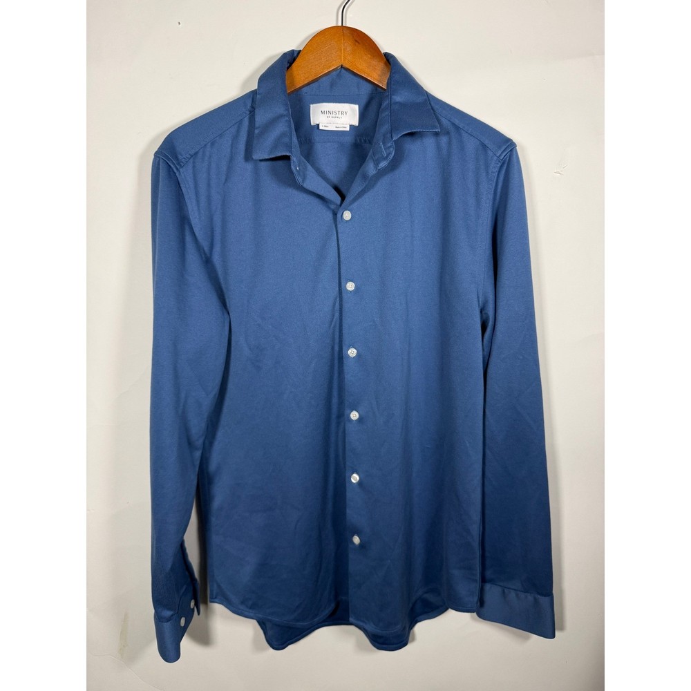 Ministry of Supply Shirt Mens Large Slim Blue Long Sleeve Button Down