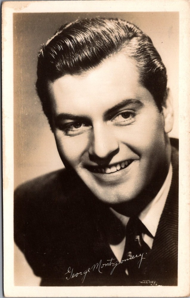 George Montgomery Hollywood Actor Portrait Real Photo Postcard RPPC W.HAY.