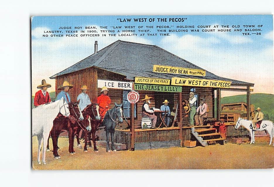 Postcard Law West Of The Pecos Langtry Texas USA