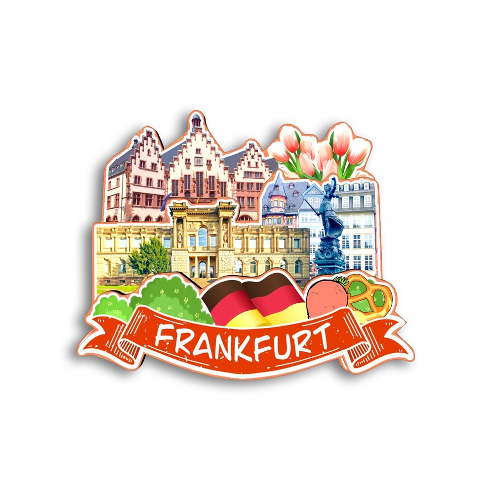 Frankfurt GERMANY Refrigerator magnet 3D travel souvenirs wood craft