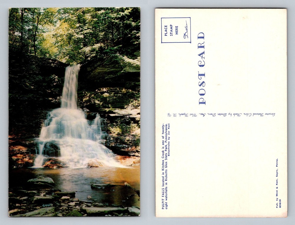 Ricketts Glen, PA-Pennsylvania Pulpit Falls Cascading Waterfall Vintage Postcard