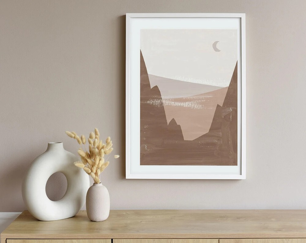Mountain View Illustrated Nature Poster Premium Quality Choose your Size