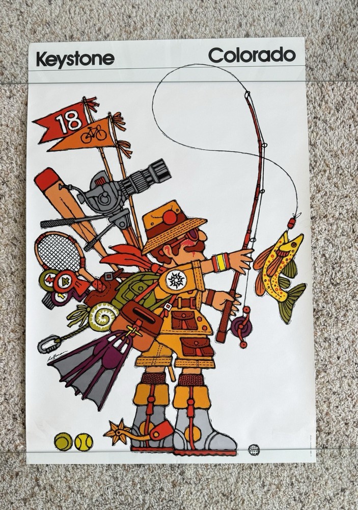 Vintage Original Poster KEYSTONE Ski Resort Colorado Skiing INKFISH 1980 Hoffman