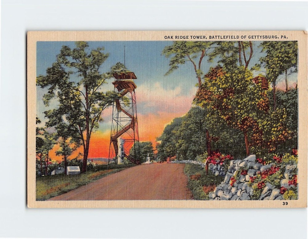 Postcard Oak Ridge Tower Battlefield of Gettysburg Pennsylvania