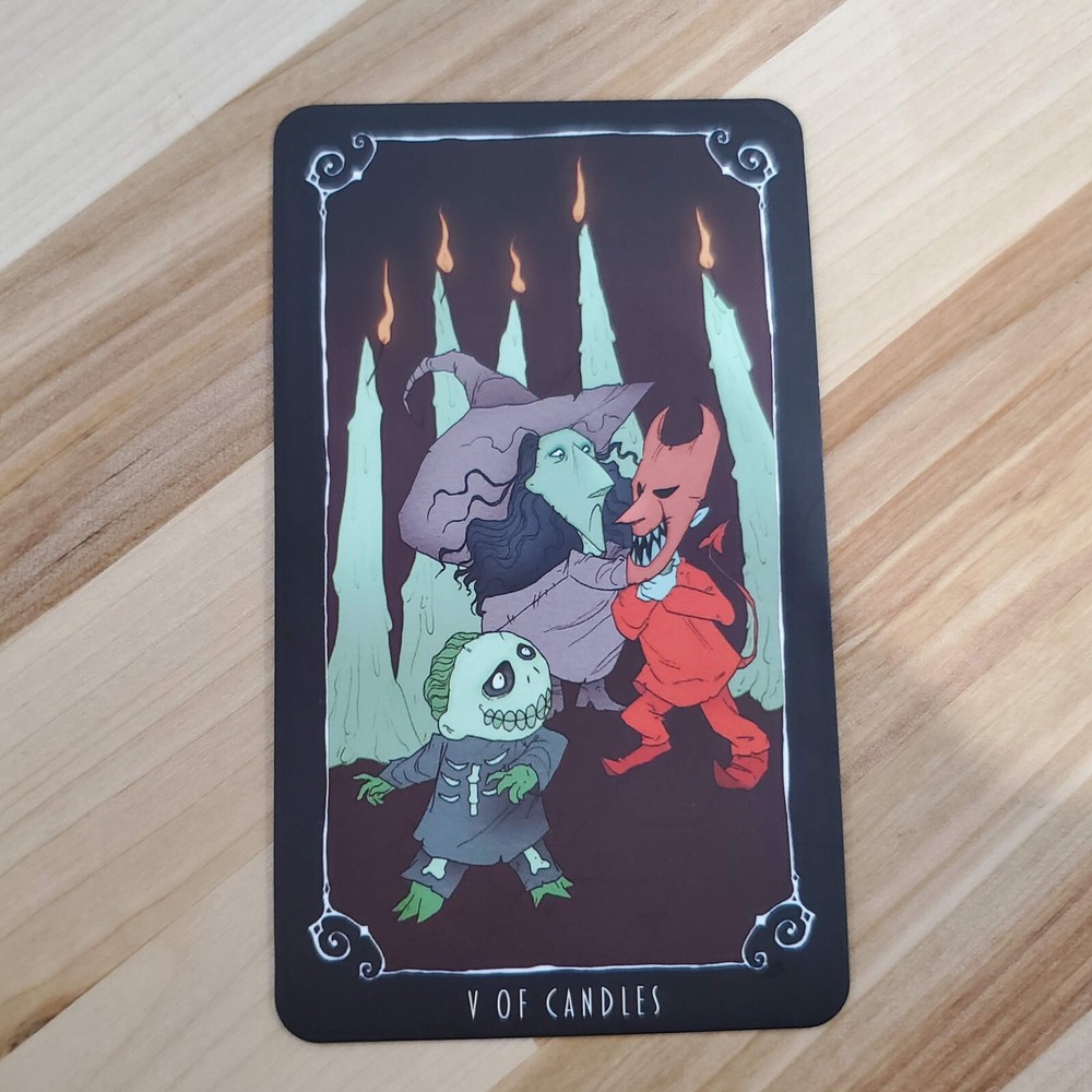 Nightmare Before Christmas V of Candles Tarot Card