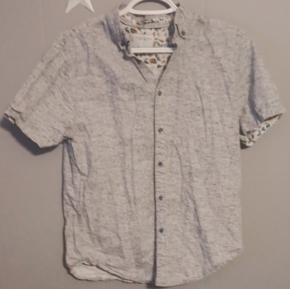 Denim & Flower Ricky Singh Men's Gray Short Sleeve Button-Up Shirt Button-Down M