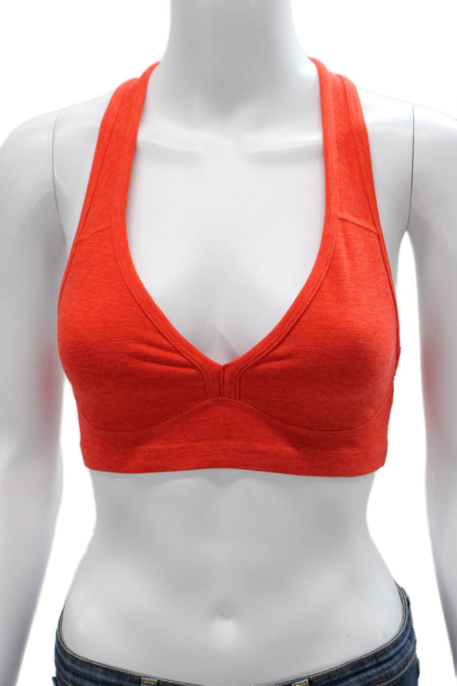 Beyond Yoga Womens Stretch Knit V Neck Sports Bra Orange Size Extra SmallFree Shipping in US $100+ Orders | $6.95 Orders Below