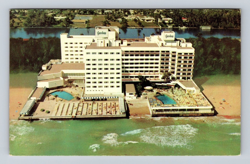 Miami Beach FL-Florida Aerial Barcelona Vintage Postcard