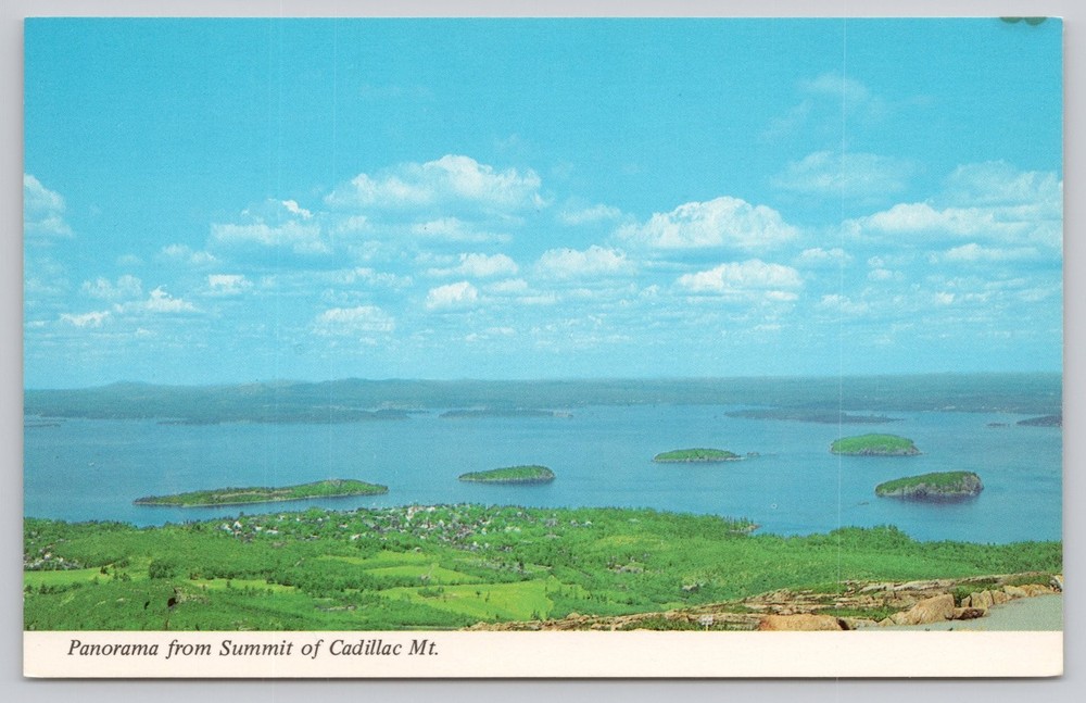 Acadia National Park ME Cadillac Mt Panorama Postcard Bar Harbor Porcupine Is.-image