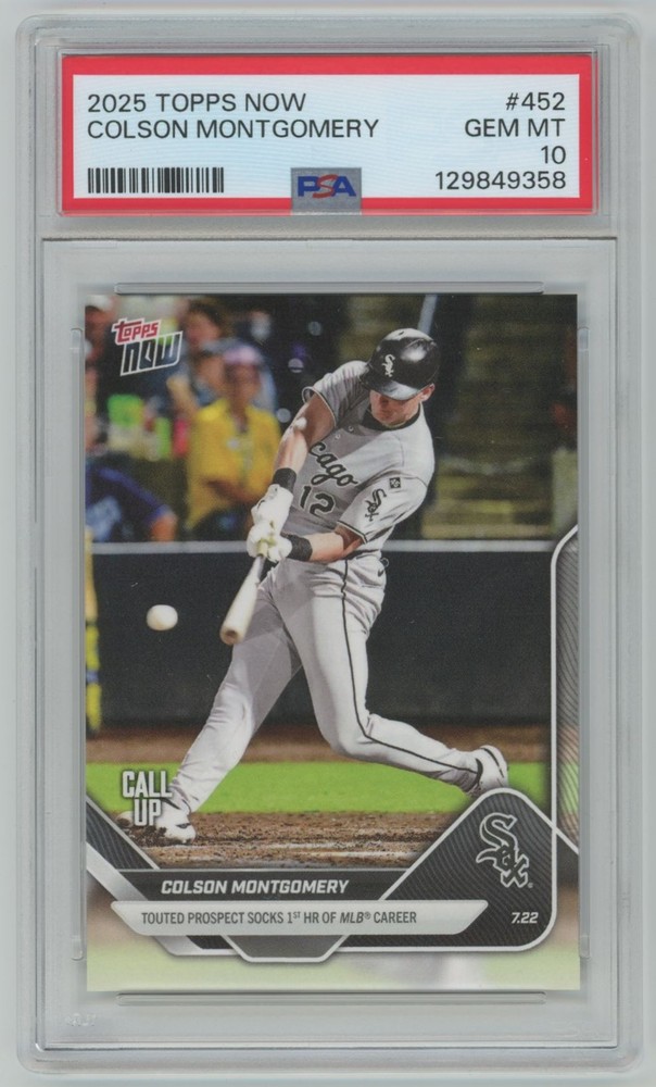 2025 Topps Now Call Up 1st MLB HR Colson Montgomery PSA 10 Chicago White Sox